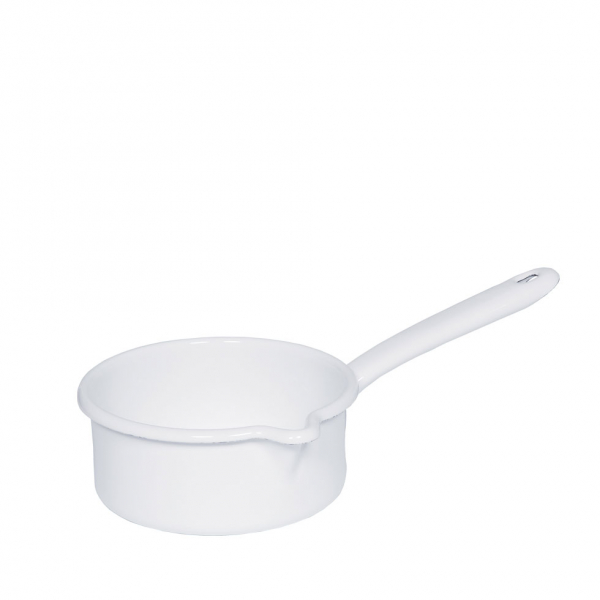 Saucepan with handle and spout, Classic white