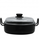 Oma´s Schmorpfanne mit Glasdeckel, Design SCHWARZEMAILLE